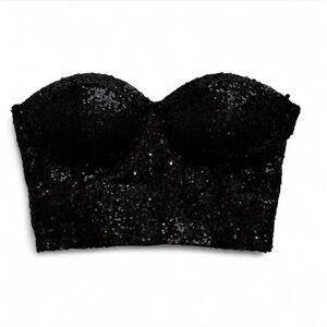 Vintage Y2K Charlotte Russe Black  Sequin corset Bustier top
